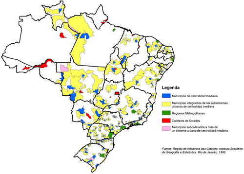 Brasil: sistemas urbanos de centralidad mediana