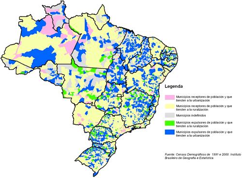 Brasil: Tipología terrotirial demográfica 1991-2000
